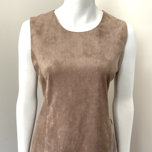 Soft Surroundings Faux Suede Sleeveless Asymmetric Hem Dress Brown M - Picture 4 of 7
